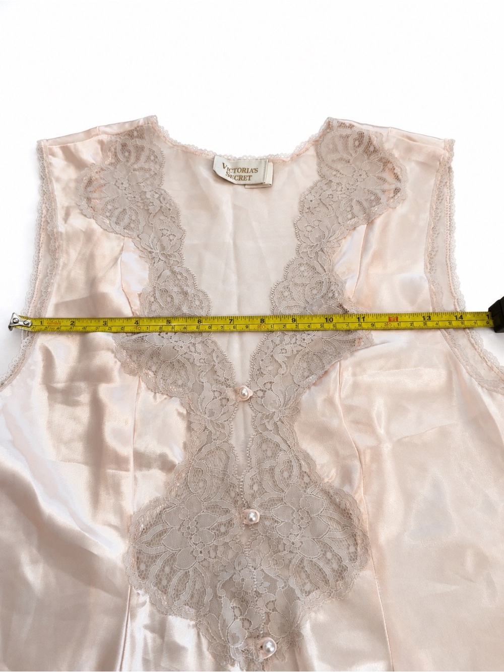 Vintage Victoria's Secret Gold Label Pink Satin Lace Chemise Top Med - Picture 8 of 12